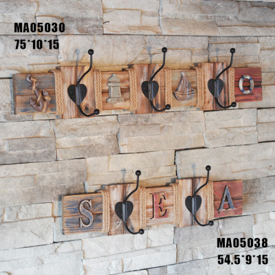 Special American Made Old Mediterranean Solid wood Hangers Marine hooks Creative Home Accessories MA05030/38