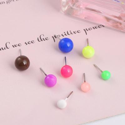 new fashion box set of ear needles color sweet ear stick plastic resin pearl ball ear accessories wholesale