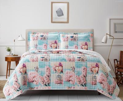 Korean home textile lovely style full polyester printing bedding 3 pcs set summer cool thin air conditioning quilt