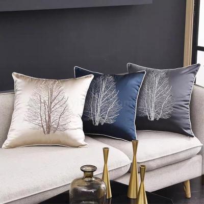 Light luxury imitation silk jacquard life tree design sofa office pillowcase cushion hotel model room pillow