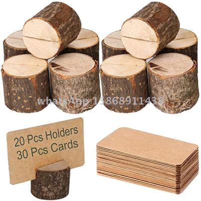 Slingifs Rustic Wedding Wood Place Card Holders Table Numbers Holder Stand Wooden Bark Memo Holder Card Photo Picture