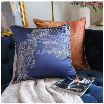 Light luxury imitation silk jacquard diamond stripe sofa pillow case cushion for leaning on the bed between the new 