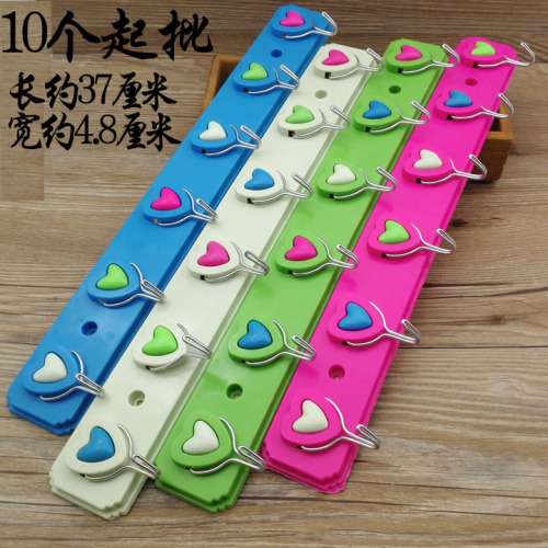 d1644 peach heart 6-piece hook sticky hook daily necessities plastic products two yuan wholesale department store yiwu 2 yuan