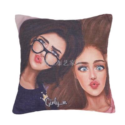 Cotton and linen printed pillow cover sofa living room pillow back office chair back sample room bedside pillow cover