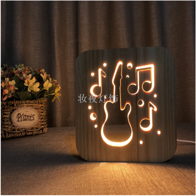 Cross border guitar 3D LED nightlight gift wood lamp creative unique products