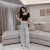 The new summer 2020 Li Wanjun pleated trousers for women with high waist hanging loose wide-leg trousers and thin chiffon trousers for women
