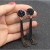 New 925 sterling silver long tassel Fashion personality round black stud wholesale