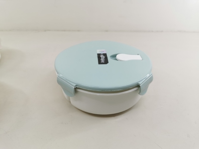 H01-1216 round Lunch Box Three Grid Single Layer Plastic Lunch Box with Exhaust Hole Microwaveable Use