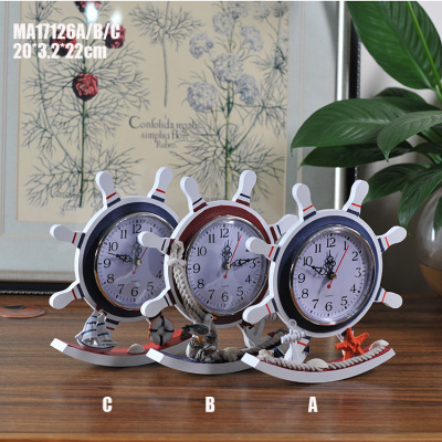 New Product with logo Mediterranean Style Helmsman Swing Clock Wooden Furniture MA2205