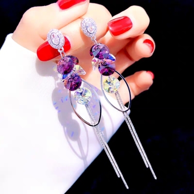925 Silver Needle, Swarovski Element Crystal Earrings, Face Modification Fashion Trendy Style Goddess Essential