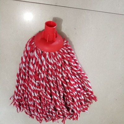 New round Head Plastic Head Color Cotton Yarn Mop Fiber Silk Mop Strong Water Absorption Wet and Dry Dual-Use Factory Wholesale