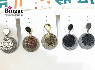 Simple and fresh girl yarn double up and down round thin face ear nail manufacturer Direct sale