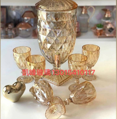 KF Kaifeng Glass Factory Direct Sales Juice Jar, 2L 3L 5L 6L Electroplating Color Transparent Color