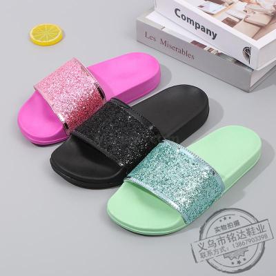 Spring/Summer Fashion Korean Casual wear new sequsequined flat flat Flip-flop slippers