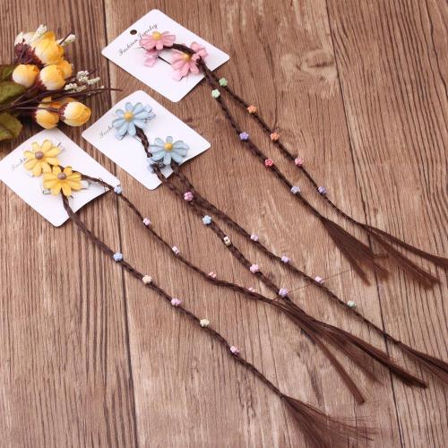 children‘s wig braid hairpin princess forehead chain girls‘ performance hair accessories headdress flower little girl cartoon hair