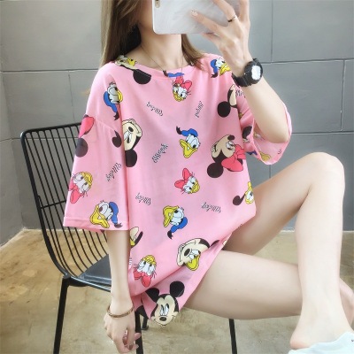 Add fat and increase the size of women's wear in the summer of 2020, the new modest fat sister MM medium long blouse 200 jin short sleeve T-shirt