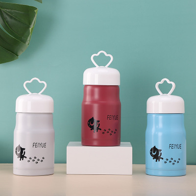 The factory direct sale of new double layer stainless steel vacuum thermos GMBH cup cartoon ball cup children 's and women' s cups The custom