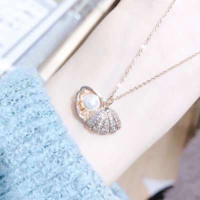 Full set Diamond temperament Korean version shell Pearl Necklace, Necklace, Ornament Birthday gift to send his girlfriend clavicle chain pendant
