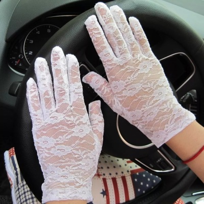 Summer thin sexy sexy Lace lady suntan gloves short style driving wedding etiquette dress stage gloves wholesale