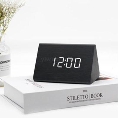 Creative Voice control Intelligent LED wood Clock mini Luminous electronic Alarm Clock multi-function gift Alarm Clock