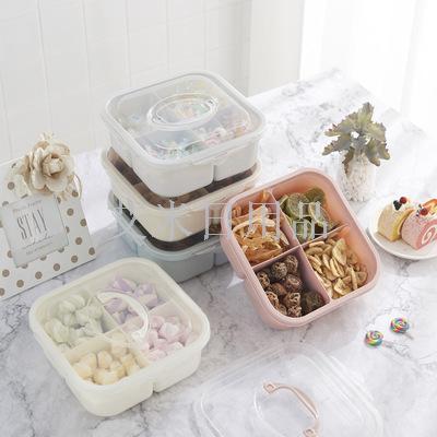 Jl-6117 portable multi-functional fruit box with simple partition and cover sealed dry fruit box PP plastic candy tray