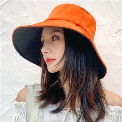 Solid Color Reversible Fisherman Hat Summer and Autumn Women's Sun Protection Sun Hat Outdoor Fashion Hat Bucket Hat Cloth Cap