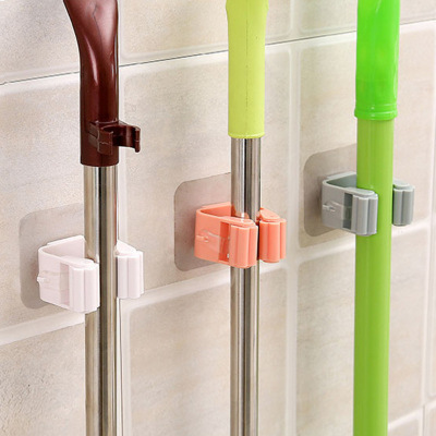 Creative Punch-Free Hanging Mop Rack Bathroom Mop Hook Bathroom Adhesive Hook Broom Hanger Holder Mop Clip