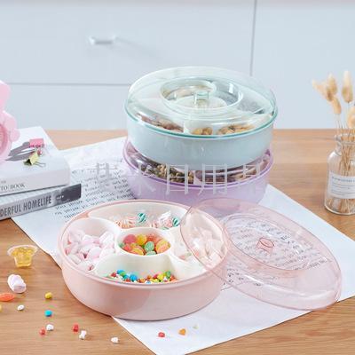 Jl-6118 fruit tray plastic candy tray living room multi-functional household snacks dry fruit tray partition with cover