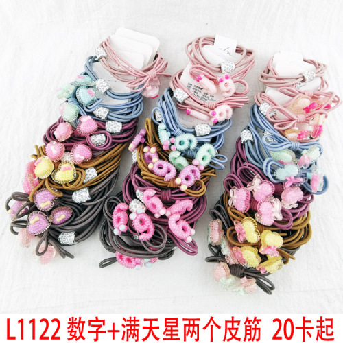 l1122 number + starry two rubber bands hair rope headdress headband hair band yiwu 2 yuan store ornament wholesale