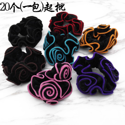 A3743 Flannel Three Roses Hair Ring Thick Hair Band Tied-up Hair Hair Accessories Headdress Flower Updo Two Yuan Store Ornament Wholesale