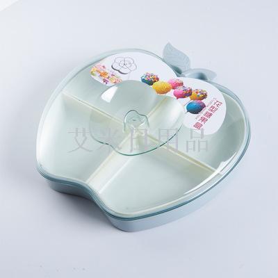 Jl-6121 apple shape 4 bar candy tray moisture-proof dried fruit box fruit tray divided bar snack tray