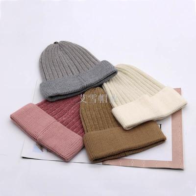 20 Autumn Winter New Knitted Hat Women's Warm Korean version of wool hats Matching color Adult fur Ball hats Chenier Wholesale