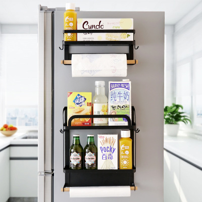 Kitchen supplies magnetic refrigerator hanger plastic bag paper towel side Wall Storage