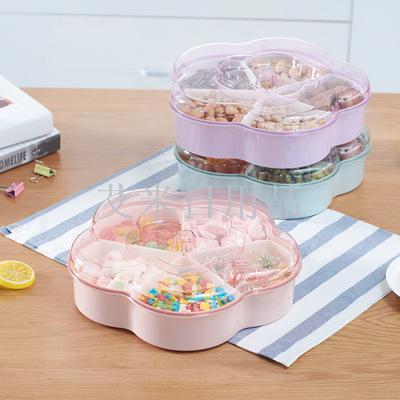 Jl-6119 color Mosaic plastic fruit tray sealed dry fruit tray five grid tray festive candy box snacks storage