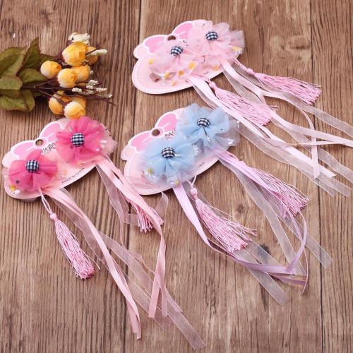 Girls‘ Hanfu Hairpin Ribbon Children‘s Side Clip Princess Super Fairy Hair Accessories Tassel Step Shaking Head Flower Headdress Girls‘ Hairpin