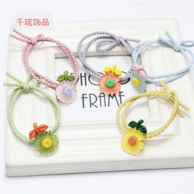 Korean Style Leaves New Chrysanthemum Hair Ring High Elasticity Bow Hair Rope Boutique Headdress Carpet Ornament Wholesale