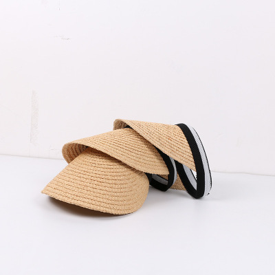 Pepe Hat Lady Summer Lafite grass straw Hat with empty top South Korean Outdoor beach vacation Sunblock Hat trend