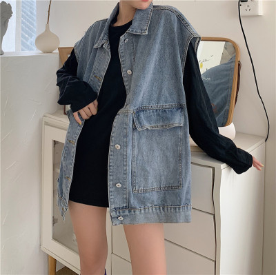 Summer denim Coat for women loose-fitting Korean version of the trend for Couples cargo jacket Harajuku Style for men and women