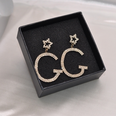 S925 exaggerated letter G earrings earrings Korean star letter G web celebrity temperament all fair maiden long earrings