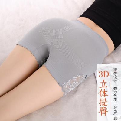 Thin Lace Mid-Waist Panties Breathable Comfortable Elastic Underwear Anti-Exposure Waist Bottoming Safety Pants