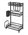Black stainless steel kitchen object rack knife rack, multi - function supplies seasoning oil salt sauce vinegar storage box shelf