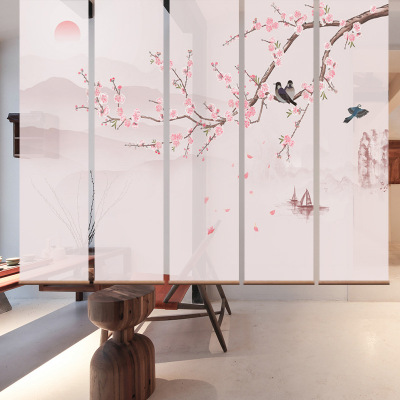 Modern Chinese style shutter ten mile peach blossom living room partition screen bedroom shade curtain porch drop curtain custom