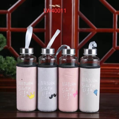 New Deer Antler Leather Cloth cover Water Cup portable handle cup heat insulation anti-fall glass support Advertising Custom 300ml