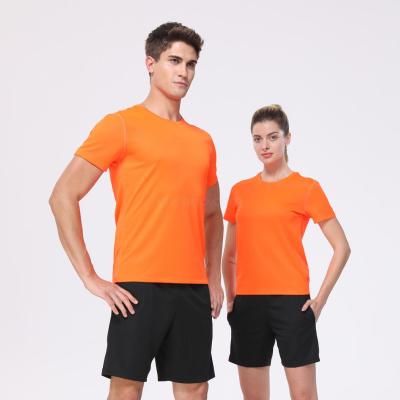 Solid Color round Neck Short Sleeves Reflective Motion Quick-Drying Running Suit T-shirt Free Shipping Blank T