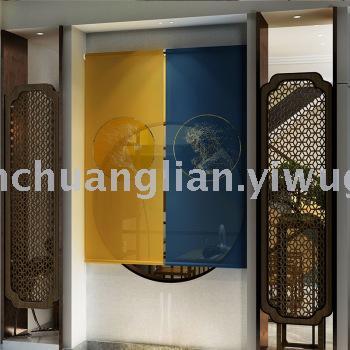 New Chinese style curtain shading curtain living room semi-transparent porch partition curtain decoration tea room hotel office screen curtain