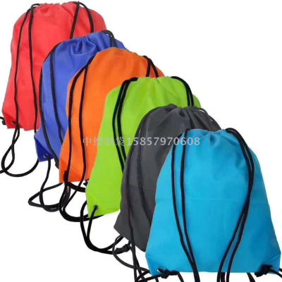 210D Polyester Drawstring Bag Customized Non-Woven Fabric Stitching Storage Bag Waterproof Nylon Backpack Drawstring Bag