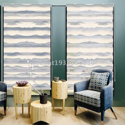 Customized Living Room Bedroom Study Roller Shutter Soft Gauze Curtain Cotton and Linen Printing Soft Gauze Curtain Finished Foreign Trade Wholesale Factory Direct Sales