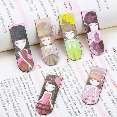 Cute Girl Soft Magnetic Sticks Book Holder Cartoon Anime Cultural and Creative Gifts Creative Flower Girl Magnetic Bookmark Wholesale