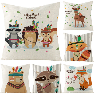 Cartoon National Style Series linen Pillow Cover 2020 New Sofa Pillow Cover Custom Animal Print cushion Cover