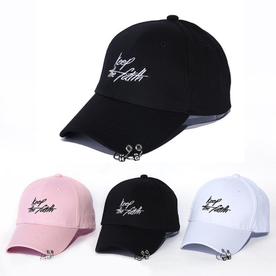 European and American Fashion Cool Iron Hoop Hat Trendy Simple English Embroidered Peaked Cap Outdoor Sun Hat Wholesale